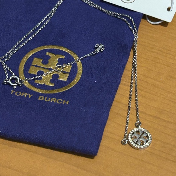 Tory Burch Silver and Crystal Pave Pendant Necklace - Picture 2 of 2